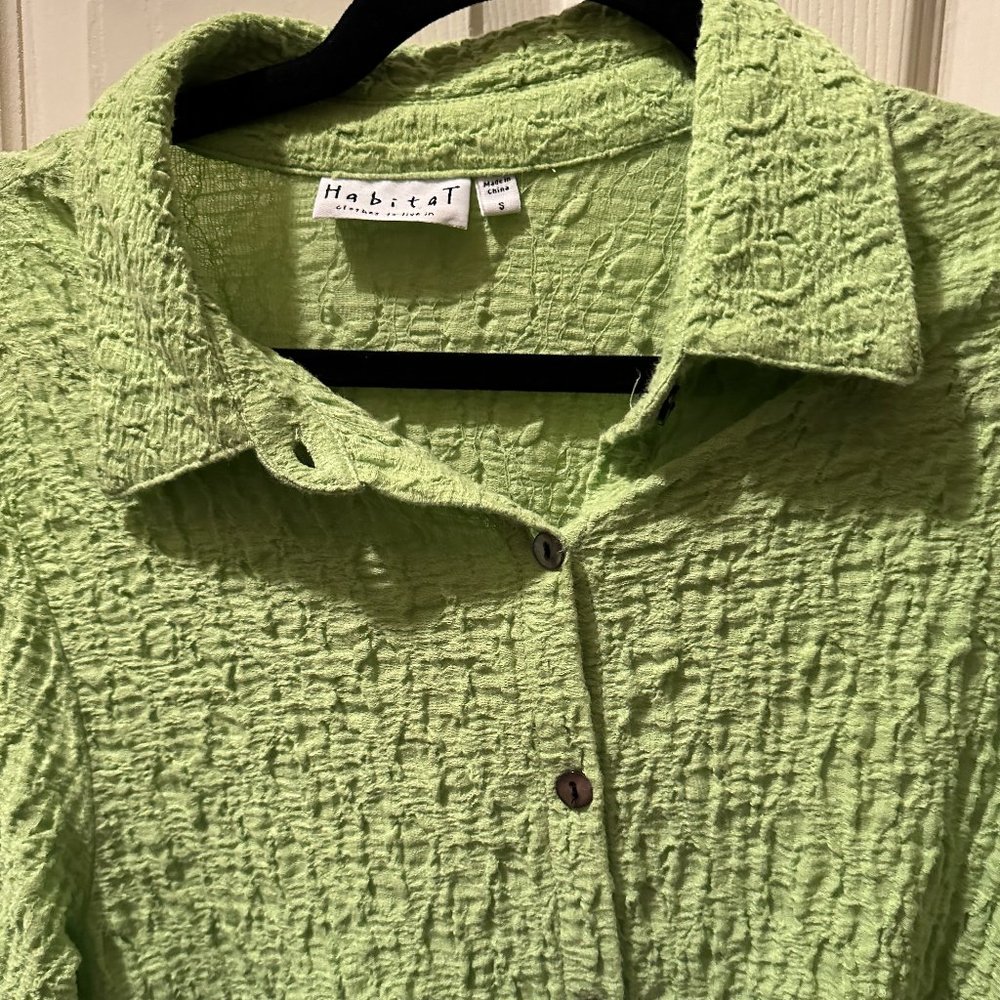 A 102  Habitat Button Front Tunic top or Jacket Kiwi Green size small